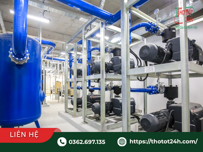 Hệ thống máy bơm và đường ống cấp nước công nghiệp trong gói dịch vụ sửa điện nước nhà xưởng Bình Dương