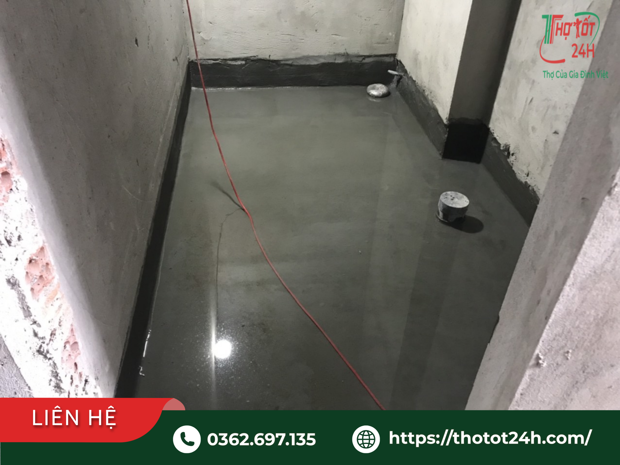 Đo diện tích sàn ngâm thử nước để tính bảng giá chống thấm nhà vệ sinh theo m2