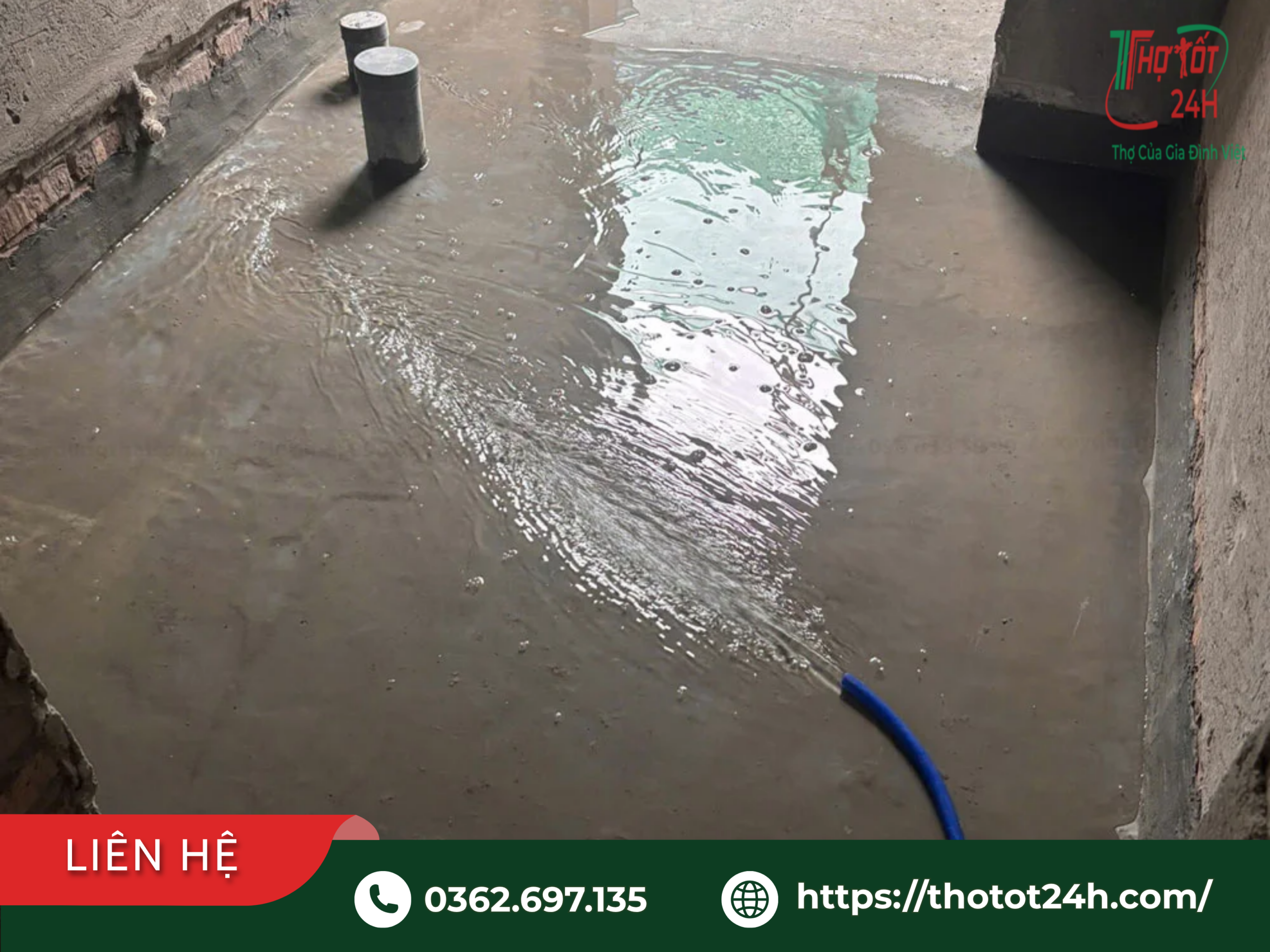 Thực hiện cách thử nước chống thấm nhà vệ sinh để nghiệm thu bề mặt trước khi lát gạch