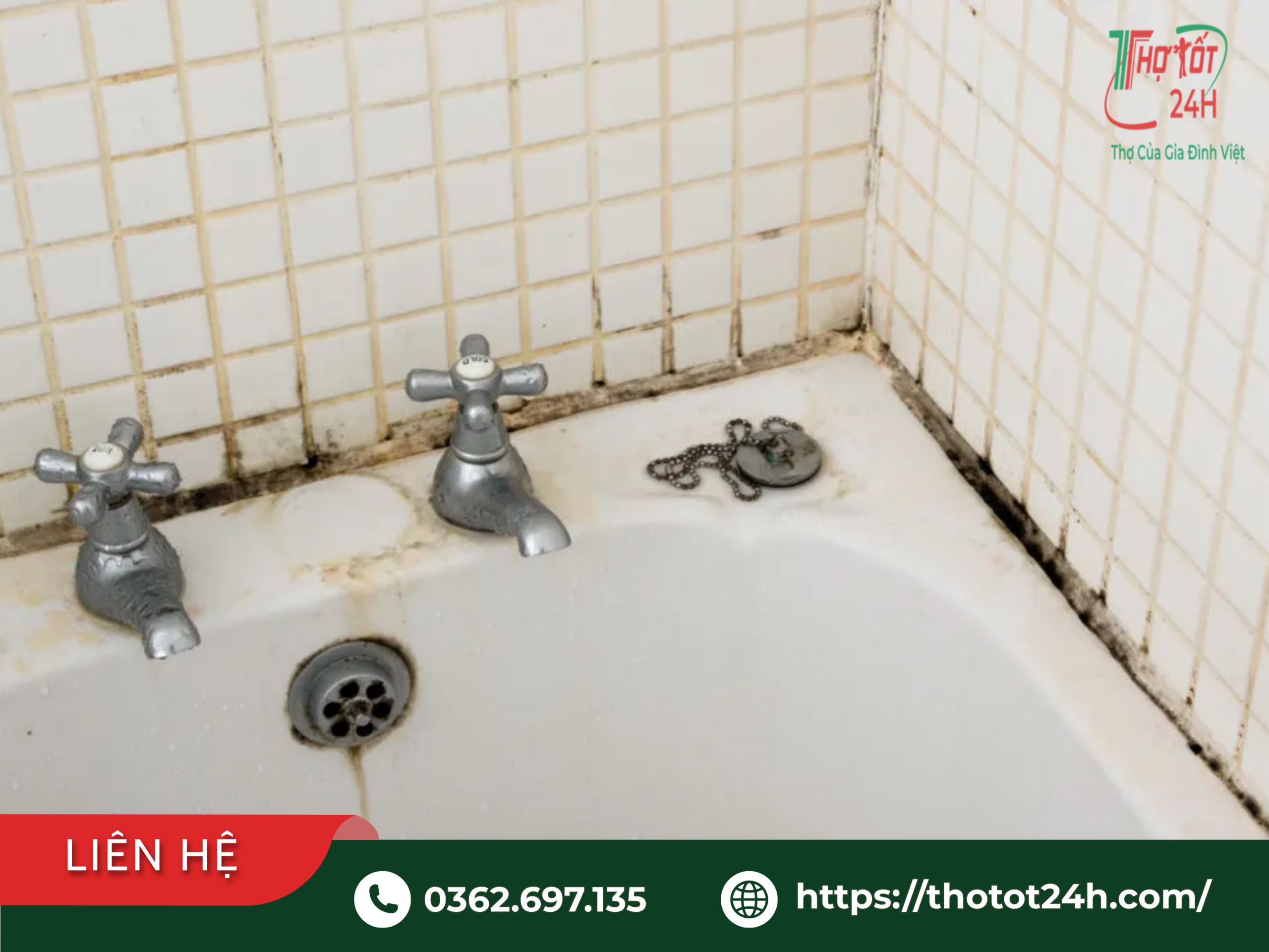 Kiểm tra vị trí rò rỉ nước quanh bồn tắm trước khi chống thấm nhà vệ sinh không cần đục sàn.